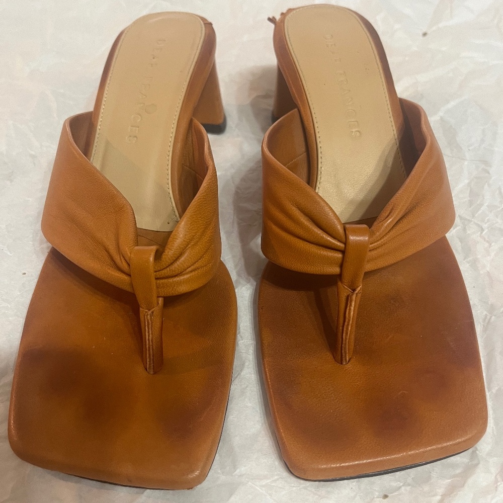 Dear Frances Wrap Heel sandal in Camel